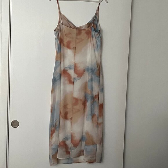 Vila cowl neck cami maxi dress (10) in abstract dream print cream peach blue - Picture 7 of 11